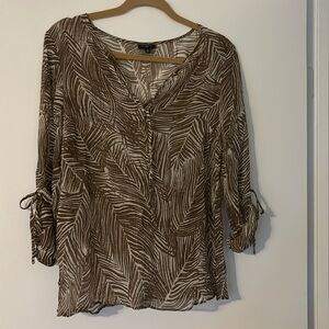 NWOT Gauzy Sheer Palm Leaf Top